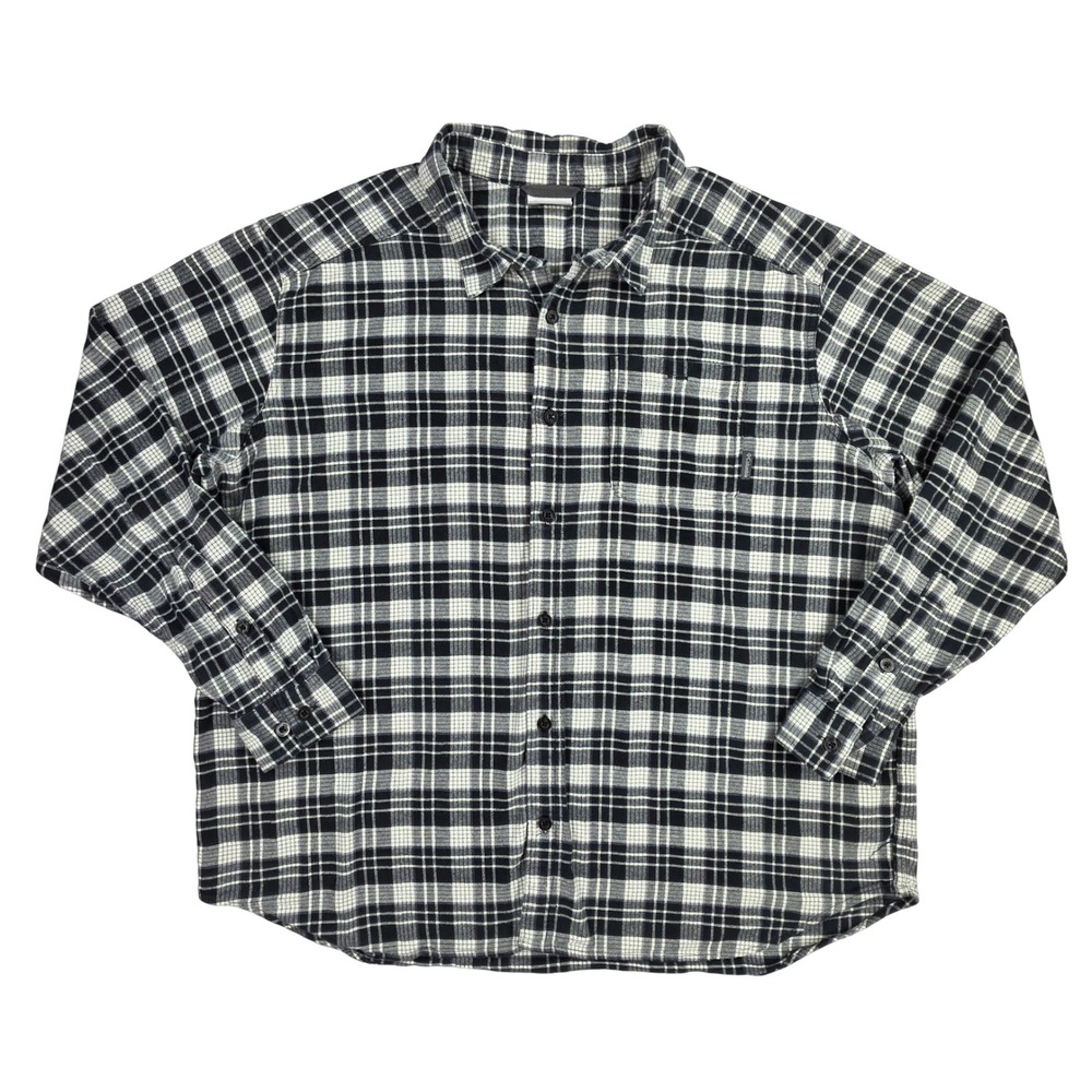 Columbia Mens XXL Black White Plaid Flannel Button Down Shirt AM1523